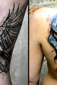 Назад акварел стил Cheshire шема на тетоважа на мачки