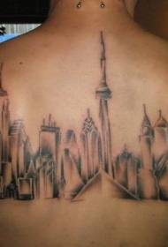 back black ash Los Angeles architectural tattoo pattern