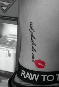 waist popular beautiful letter lip print tattoo pattern