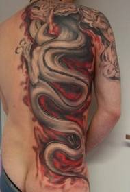 back white big dragon and red background tattoo pattern