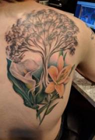 растителна татуировка мъжки гръб растение татуировка снимка
