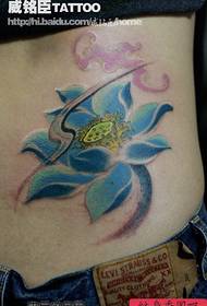 ຄວາມງາມແອວແອວຮູບແບບ tattoo lotus ສີທີ່ສວຍງາມ
