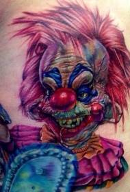 back scary color clown tattoo pattern