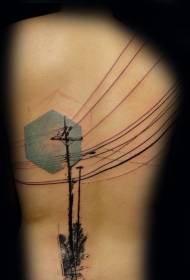 Înapoi model nou de tatuaj cu sârmă de culoare din stil nou