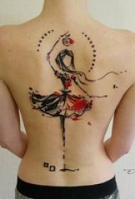 girls back painted sketch creative cute dancing girls portrait tattoo pictures