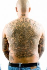 Full back Big Eagle cun mudellu di tatuatu di stile di Azteccu serpente
