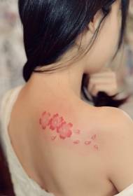 girls back beautiful flower color tattoo pattern