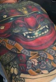 back color wonderful samurai mask tattoo pattern