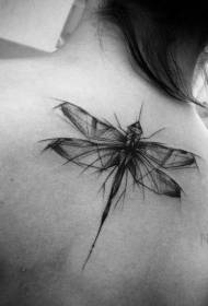 terug zwart mooie schets stijl dragonfly tattoo patroon