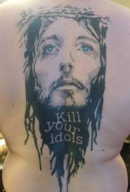 terug moderne stijl kleurrijke Jezus portret Letter tattoo patroon