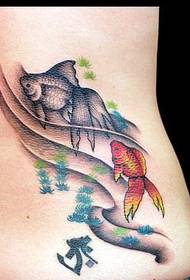 popular tattoo gallery: waist goldfish tattoo pattern picture