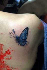 zadní modrý motýl barevný tetování vzor