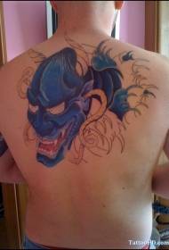 back color devillike and rope tattoo pattern
