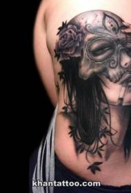 späť mexický tradičný štýl čiernobiele fajčenie žena tetovanie vzor