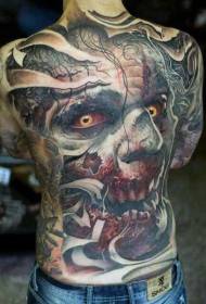 πλήρη πλάτη τεράστια Scary αιματηρή τέρας ζωγραφισμένο σχέδιο τατουάζ