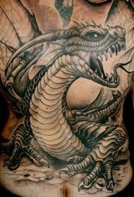 πίσω μαύρο παράξενο φανταστικό μοτίβο τατουάζ δράκων