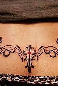ခါး tattoo ပုံစံ: ခါး Totem ခါးပန်းပွင့်စပျစ်နွယ်ပင် tattoo ပုံစံ