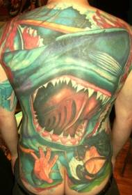 korkunç boyalı köpekbalıkları ve dalgıç dövme tasarımları dolu