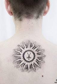back sun totem prick line tattoo pattern