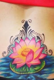 middellyf pragtige lotus en wingerdstok tattoo patroon