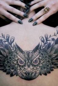 back wings owl tattoo pattern
