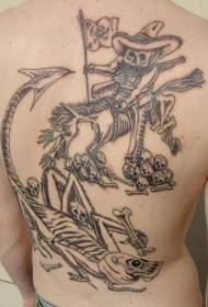 mbrapa modeli i tatuazheve të skeletit të kafkës xhins