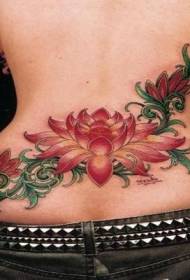 waist beautiful colored lotus vine tattoo pattern