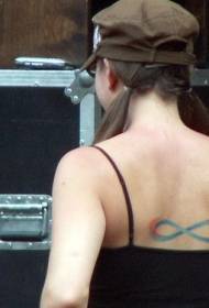 Дівчина спини кольором нескінченності символ татуювання візерунок