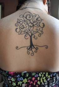 back simple black line vine tree tattoo pattern