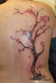 back cute Realistic cherry tree tattoo pattern