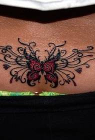 waist beautiful red butterfly vine tattoo pattern