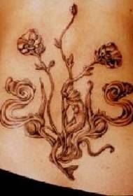 back black growing flower tattoo pattern  76174 - back black lion badge tattoo pattern