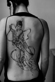padrão de tatuagem de fada misteriosa estilo chinês preto de volta
