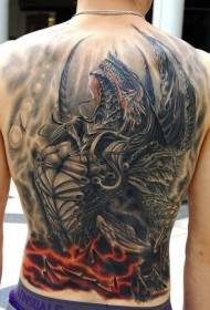 back fantasy world monster tattoo mønster