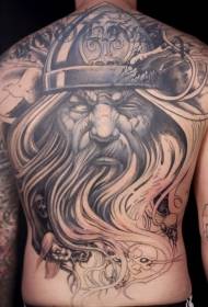 Back Black Gray Scandinavian God Tattoo Pattern