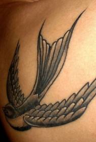 back black gray swallow delicate tattoo pattern