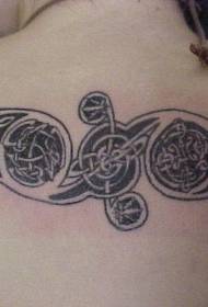 back Celtic knot totem black tattoo pattern