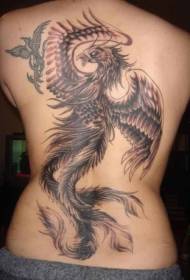 dhabarka weyn Iyo qaabka timaha yaryar ee loo yaqaan 'Phoenix tattoo tattoo'