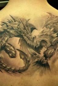 महान लढाई राक्षस गरुड आणि ड्रॅगन टॅटू नमुना परत