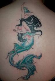 back elegant sexy mermaid tattoo pattern