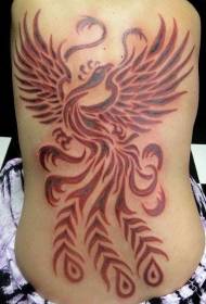 terug rode tribal phoenix tattoo patroon
