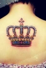 dos tres belle couronne de bijoux peint motif tatouage