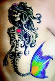 back cool mermaid tattoo pattern