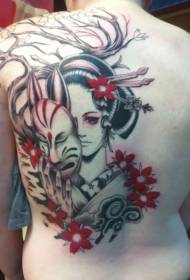 leđa gejša s uzorkom tetovaže maske