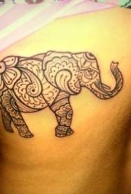 back Hindu style design of small elephant jewelry tattoo pattern
