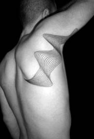 back simple black waterline shape decorative tattoo pattern