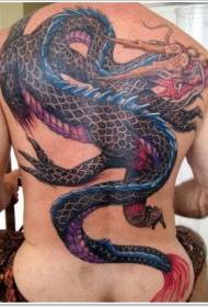 indietro grande modello di tatuaggio drago cinese colorato