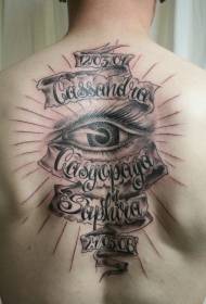 modello tatuaggio occhio lettera commemorativa bianco e nero sul retro