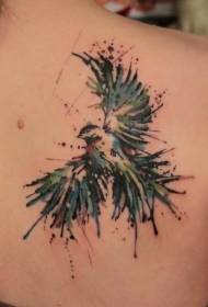 Back Bird Watercolor Splash Tattoo Pattern