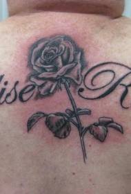 back flower body letters and rose tattoo pattern